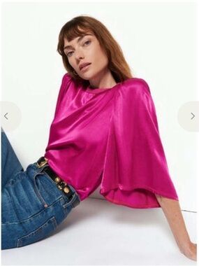 Nation LTD Donna Bell Sleeve Top Miss Magenta XS NWOT
